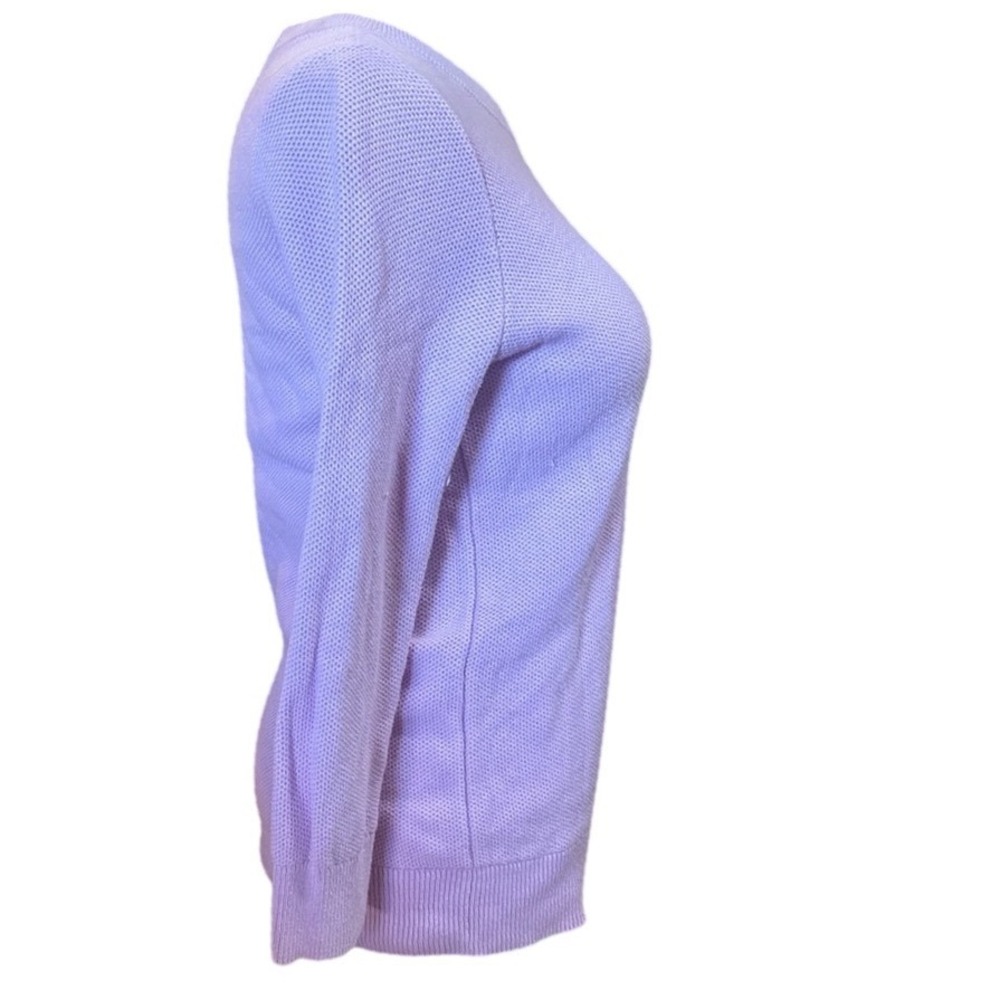 Halogen x Atlantic-Pacific Lilac Purple Waffle Knit Crew Neck Sweater Womens M